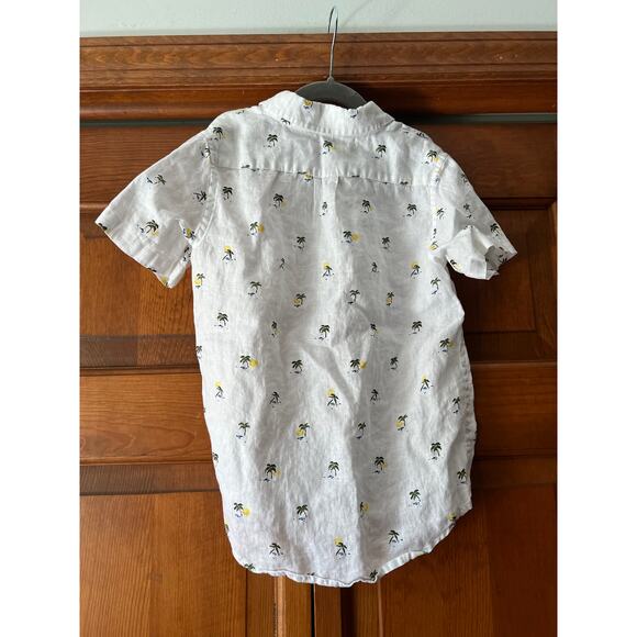 Janie and Jack Boy's Palm Tree Linen Button Down Shirt Short Sleeve White Size 7 - Picture 7 of 10